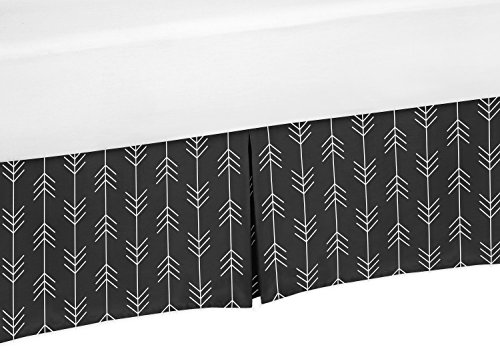 Image of Black and White Woodland Arrow Baby Boy Pleated Crib Bed Skirt Dust Ruffle for Rustic Patch Collection by Sweet Jojo Designs , 52x28x15 Inch (Pack of 1)