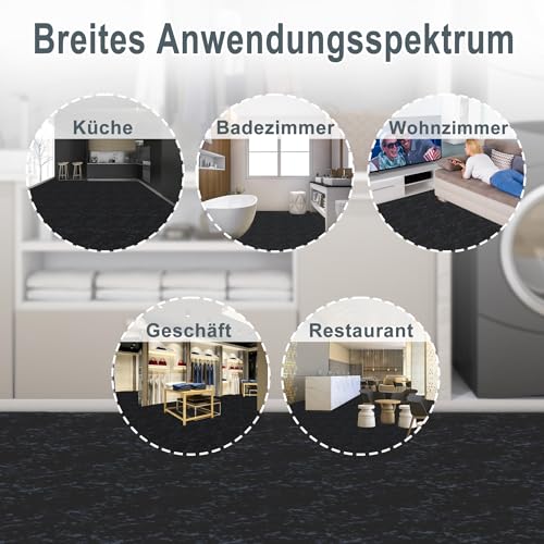 Suusolny 54 Stück 5,02 m² PVC Bodenbelag Vinylboden Selbstklebend Fliesen Vinyl Klebefliesen Bodenfliesen Fliesenaufkleber Rutschfest Wasserfest für Wohnzimmer Küche Badezimmer - Marineblau