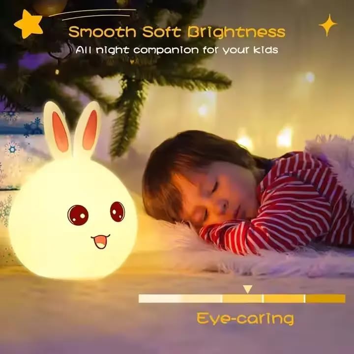 Image of LED Night Lights Touch Sensor, USB Rechargeable, 7-Color Changing Lamp for Kids' Room & Baby Gift | Night Light | (Cute-Rabbit)