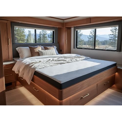 Camping World CozyRelief 4 Gel Memory Foam King RV Mattress Topper (72 x 80) Cooling Bed Topper for Camper & Trailer Pressure Relief Medium Plush Comfort