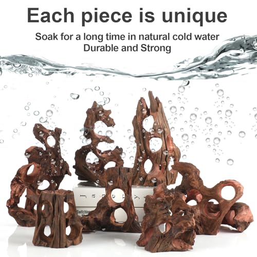 Image of Natural Wood Aquarium Cave Betta Fish Hideout for Aquarium Fish Tank Decorations-Reptile Hide-Snake Hide-Cave for Cichlids Habitat Shelter for Crayfish Shrimp and Other Aquatic Pets 6.1-9.8 inch