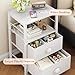 Furologee Nightstands Set of 2, End Table with 2 Fabric Drawers, Night Stand with 2 Hooks, Open Wood Shelf Bedside Table for Bedroom/Living Room/White
