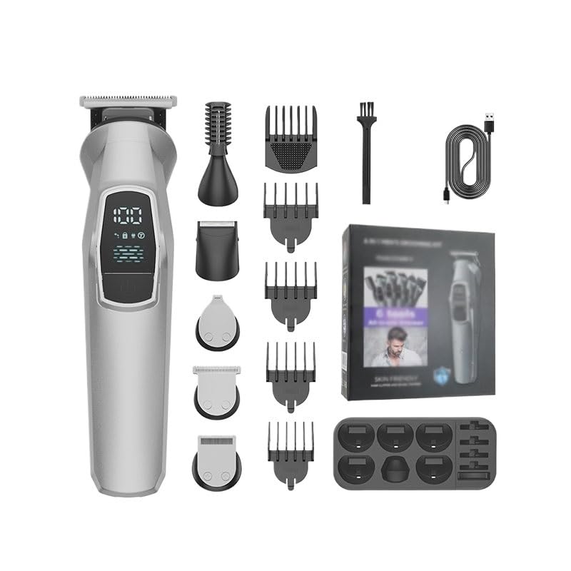 Set di kit da barba for tagliacapelli multifunzionale lavabile in metallo con testina a olio