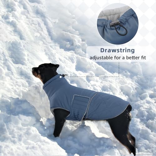 Hjumarayan Hundemantel Warm Große Hunde, Winter Mantel Hund Geschirröffnung, Wintermantel Gefüttert für Hündin Golden Retriever, Labrador (Graublau XXL)