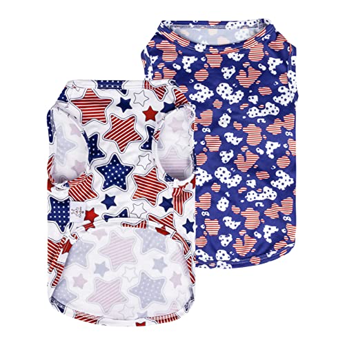 Image of CuteBone Dog Shirts 2-Pack Soft Pet Clothes Breathable Summer Vest for Small Puppy and Stretchy Cat Apparel