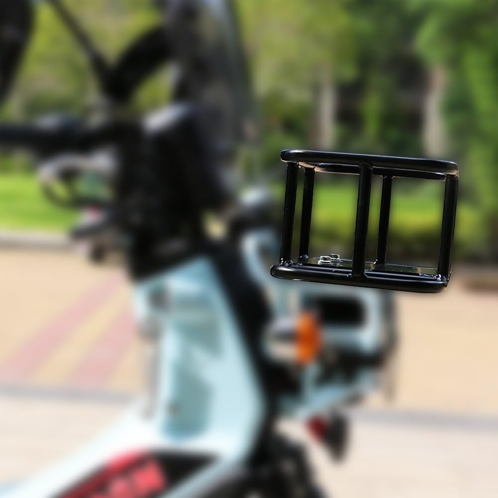 Yhenlovtt Panier de vélo électrique, support avant en acier épais, 35 x 20,5 x 15 cm, rangement pour vélo électrique CC110, noir avec vis
