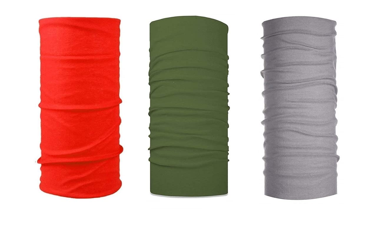 Microfiber Polyester Seamless Magic Sun Protection Soft & Breathable Reusable Face Mask, Tube, Bandana For Men & Women Pack of 3-image-25