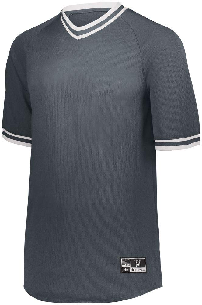 Holloway Sportswear Boys Retro V-Neck Baseball Jersey L Graphite/White