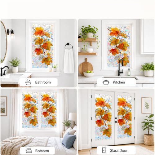 Vinilo decorativo para ventana 17x39 pulgadas hojas miniatura 5
