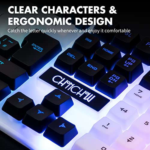 Chonchow 101 Gaming Keyboard Mouse Combo Rainbow Led Backlit Ambient Light Illuminated Character Wired Usb Keyboard Mice Compatible With Windows Xp/7/10 Imac Macbook Ps4 Ps5 Xbox One thumb #2