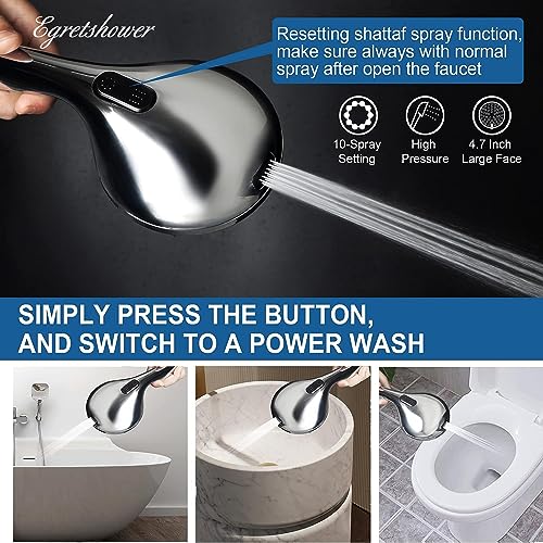 High-Pressure-Handheld-Shower-Head-10-Setting-Showerhead-47Detachable-Showerhead-Set-with-5ft-Hose-Adjustable-Bracket-and-Built-in-Power-Wash-to-Clean-Tub-Tile-Pets-Polished-Chrome