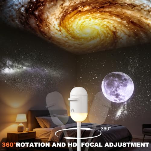Image of 2-in-1 Galaxy Projector Night Light,USB Star Projector with Adjustable Brightness,Mini LED Wall Projection Lamp,360 Rotation Mini Galaxy Light Projector for Bedroom Ceiling Wall Room Deco