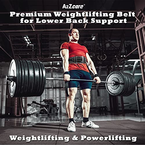 A2Zcare Weight Lifting Belt - Genuine Leather Workout Belt - Premium Weightlifting Belt For Lower Back Support, Weightlifting, Powerlifting, Squat And Strength Training (Large, Black/Red) #TOP7