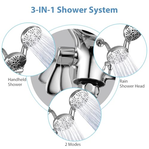 Ensemble de douche à effet pluie haute pression avec douchette multi-réglages finition luxe - 5