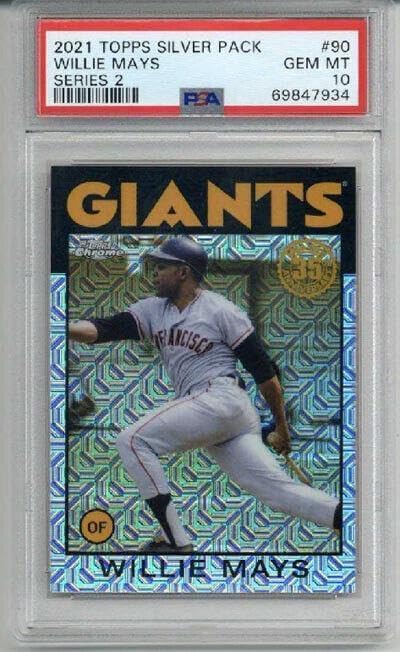 2021 Topps Silver Pack 1986 Chrome Promo Series 2#90 Willie Mays Psa 10 Low Pop - Baseball Cards
