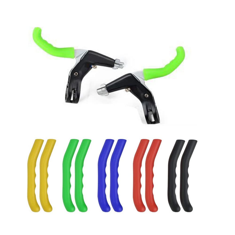 BDHI 5Pairs Brake Lever Grips - Anti-Slip Silicone Rubber Bike Brake Cover - Lever Protector for Regular, Road & Mountain Bikes - 5 Colors (Y125-5)