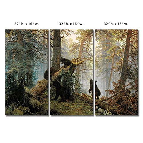 Firstwallart Bears Play In Forest Broken Tree Wall Art Painting The Picture Print On Canvas Animal Pictures For Home Decor Decoration Gift #TOP6
