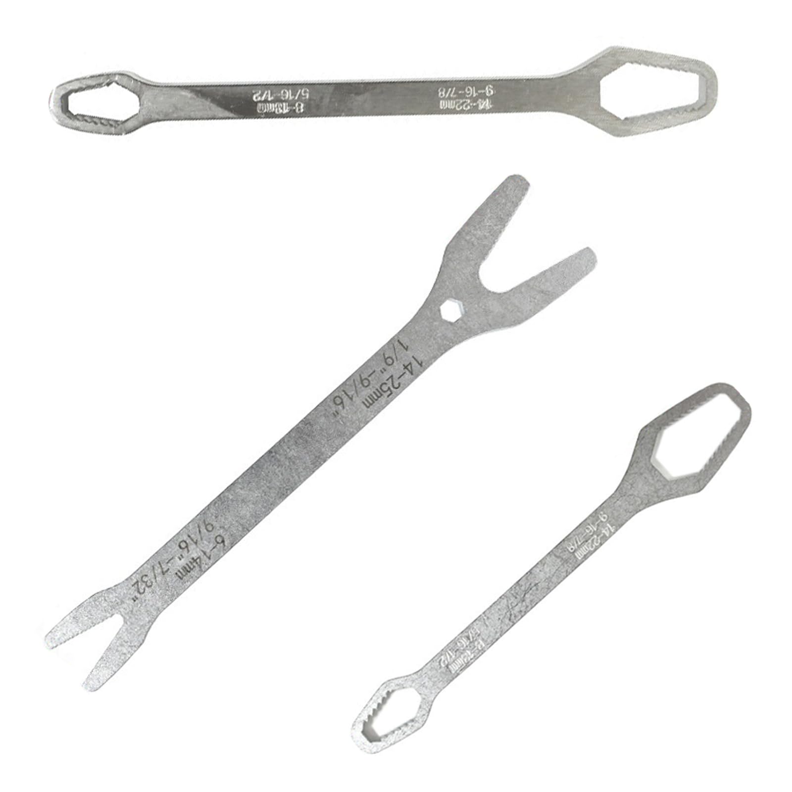 Hsioluted Silver Auto Tightening Wrench Set 3Pieces Carbon Steel Construction With Double Head Design For Multiple Size Carbon Steel Tool Set