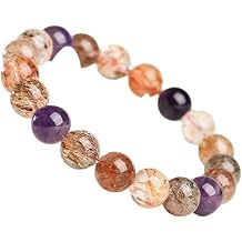 Natural Super Seven Crystal Bracelet Handmade Crystal Stone Beads Craft Stretchy Bracelet Birthday Valentines Christmas Jewellery Gifts 8-12Mm