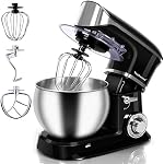 Techwood Stand Mixer, Electric Food Mixer, 6QT 400W 6-Speed Tilt-Head Kitchen Dough Mixer with Stainless Steel Bowl, Dough Hook, Wire Whip and Beater, Black