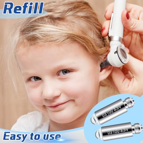 Funtery 4 Pcs Halogen Replacement Bulbs Compatible with Welch Allyn, 3.5v Lamp 03100-U Otoscope Lamp