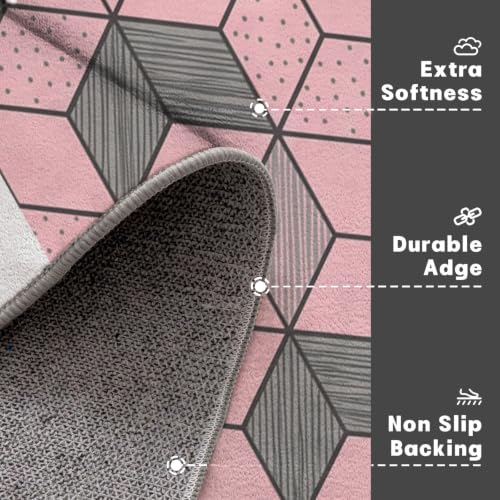 Tapis texture de cube moderne paillasson antidérapant et lavable 90x150