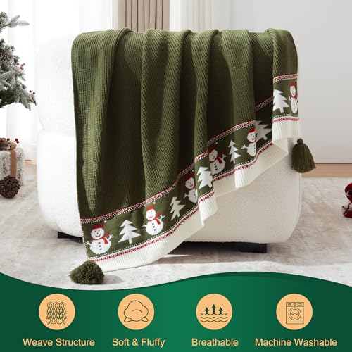 Walensee-Throw-Blanket-Ultra-Soft-Knit-Blanket-for-Couch-Sofa-Bed-Travel-Lightweight-Warm-Decorative-Throw-Blanket-Comfortable-Home-Decor-and-Gift-50×60-Green-Snowman Walensee Throw Blanket Ultra Soft Knit Blanket for Couch Sofa Bed Travel Lightweight Warm Decorative Throw Blanket Comfortable Home Decor and Gift 50×60 Green Snowman