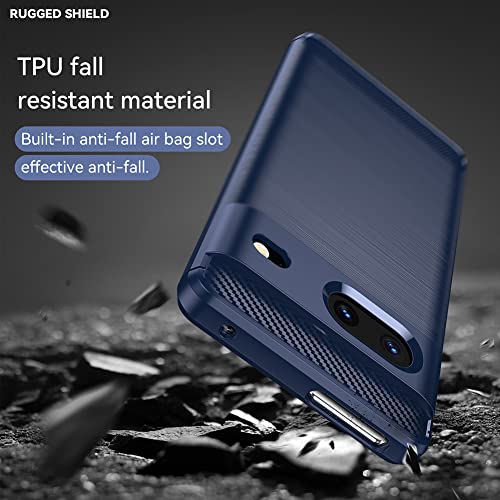Image of Hybrid Carbon Fiber Back Case for Google Pixel 7 (Blue)