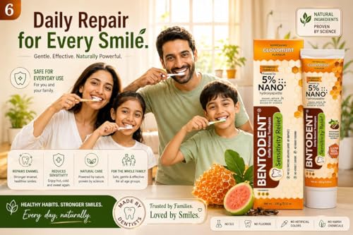 Image of Bentodent Toothpaste - Natural Sensitivity Relief Toothpaste, Clove & Mint With Bentonite Clay & Propolis | SLS-Free, Fluoride-Free,100G
