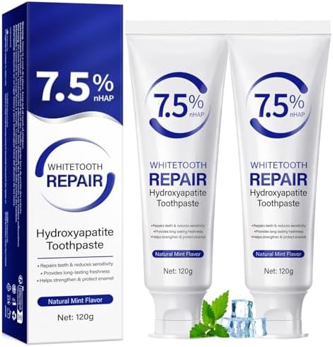 Hydroxyapatite Toothpaste 2 Pack, Toothpastes for Sensitive Teeth Care & Enamel Support, Fresh Breath, Peppermint Flavor, 240g Total