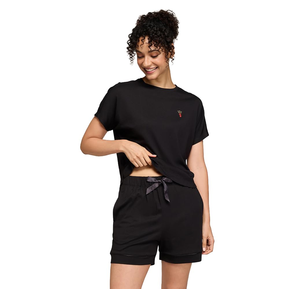 BUTTERY SOFT MODAL COTTON SHORTS COORD SET WITH ROUND NECK GRAPHIC TEE