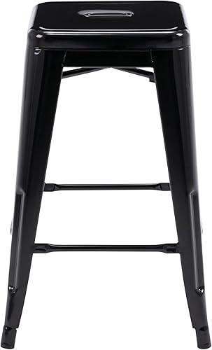 Miniatura 8 de Vogue Furniture Direct Taburetes de bar de metal de 24 pulgadas, taburetes de bar de altura de mostrador, taburetes apilables para interiores y