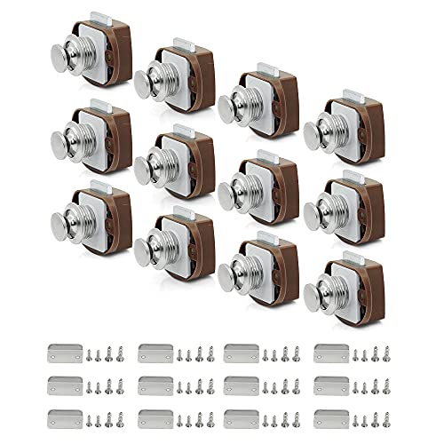 Push Button Cabinet Latches - 12 PCS ABS Chrome Round Plastic Lock for RV Marine Boat Motorhome Caravan Cupboard Door Drawer Push Button Cabinet Latches - 12 PCS ABS Chrome Round Plastic Lock for RV Marine Boat Motorhome Caravan Cupboard Door Drawer
