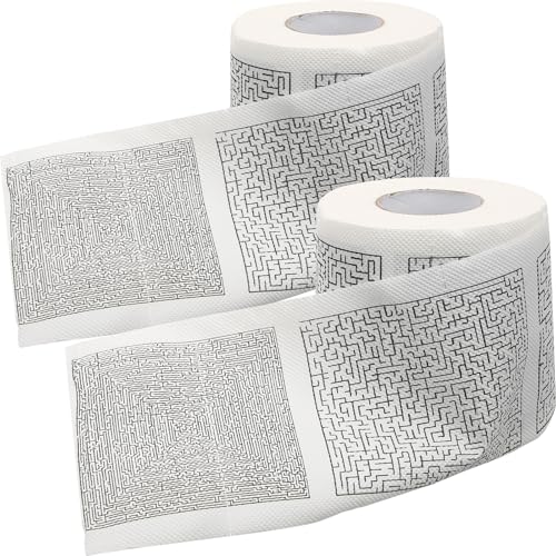 ASAKKURA 2 Rollos de Papel Higiénico para Baño Estampado Divertido de Laberinto, y Cómodo, Fabricado Pulpa de Madera, Adecuado Hogar