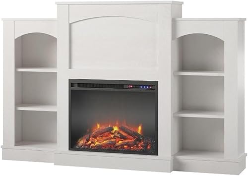 Ameriwood Home Hawke's Bay - Mantel de chimenea con estanterías, roble marfil