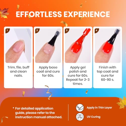 Image of Beetles Fall Gel Nail Polish Colors Set - Red Yellow Cat Eye Gel Polish