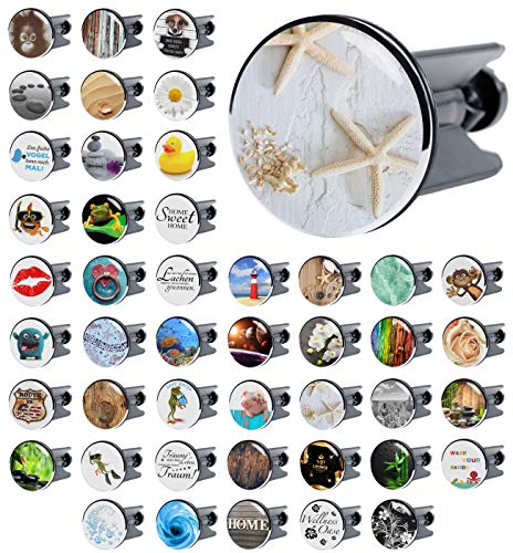 Preisvergleich Produktbild Waschbeckenstöpsel Seesterne Grau, viele schöne Waschbeckenstöpsel zur Auswahl, hochwertige Qualität