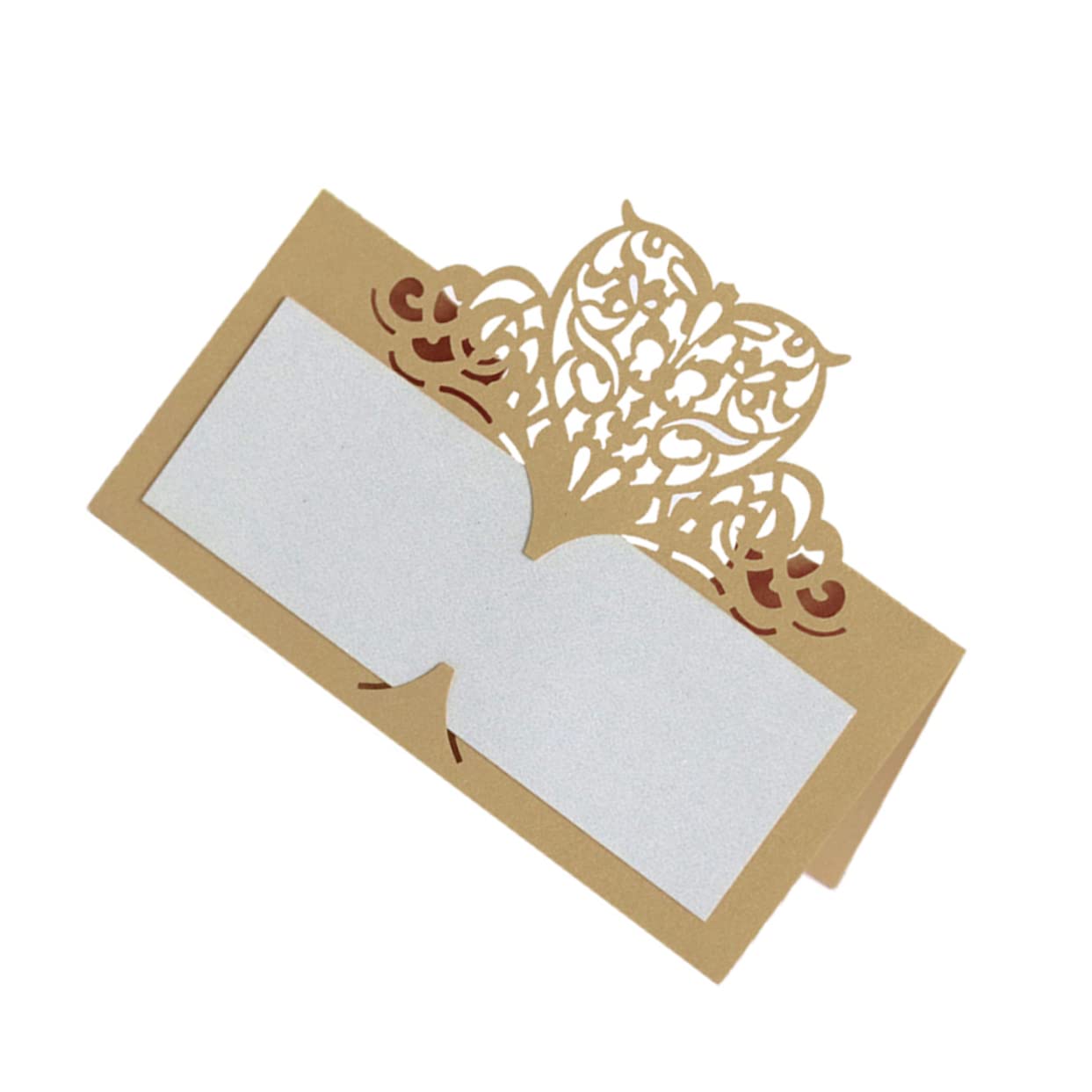 Abaodam 150pezzi Cartoncini Segnaposto Forma Di Cuore Carta Vintagper Matrimoni e Feste Eleganti Name Card Beige Per Tavoli Di Cerimonia