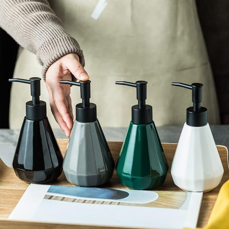 Ceramiczny dozownik mydła w płynie - stylowa butelka z pompką do kuchni i łazienki na blat 250 ml pojemnik na balsam elegancki wystrój toaletki i łatwy do czyszczenia