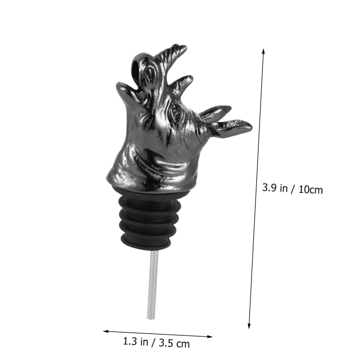 SOLUSTRE Rhino Head Wine Pourer Stopper Creative Zinc Alloy Bottle Caps for Wine Aeration for Parties Bars Black Animal Design