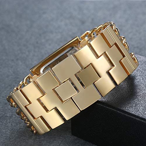 Lancardo Relógio feminino Iced Out Bling quadrado strass cristal bisel pulseira casual moda vestido