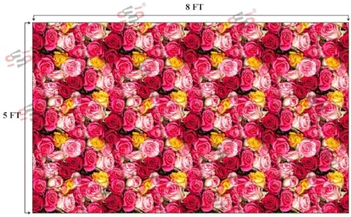 Image of S2S Rose Pry Backdrop Cloth for Pooja Decoration Traditional, Background Decoration Cloth | Curtain Cloth for All Festival, Functions & Ceremonies - (5 x 8 Feet) (Rose PRY)