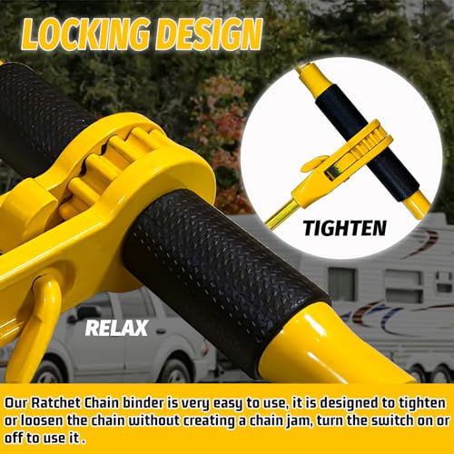Ratchet Chain Binders 3/8" - 1/2" (2 Pack) | Adjustable Load Binder with 2 Grab Hooks for G70 Transport Chain | 9,200 Lbs Safe Working Load