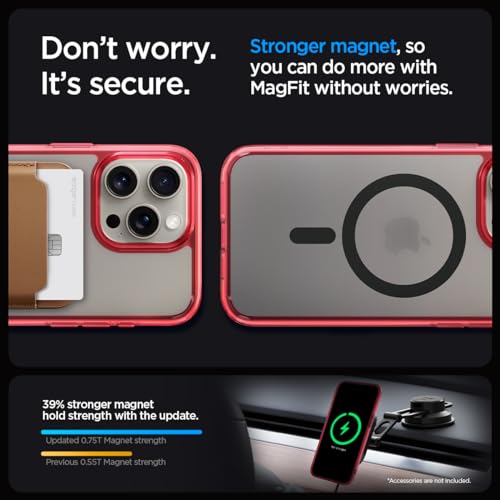 Image of Spigen for iPhone 15 Pro Max Case, Ultra Hybrid MagFit [Anti-Yellowing] [Compatible with Magsafe] - Deep Red