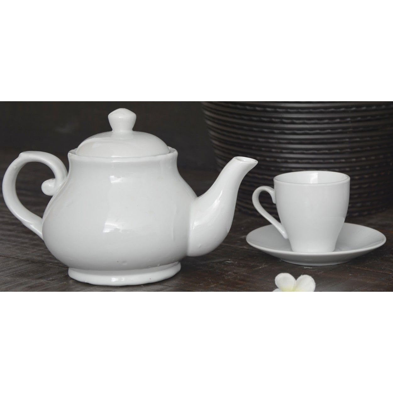 Hogar y Mas Set DE TÉ Y CAFÉ Porcelana. 1 Tetera Y 6 Tazas Basic 5CL Platos