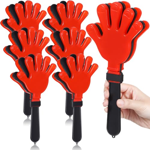 Poen 6 Pcs Jumbo 11 Inch Hand Clappers Noise Makers Giant Large Plastic Noisemakers for Sporting Event Dance Fiesta Birthday Accessories Party Supplies(Red and Black)