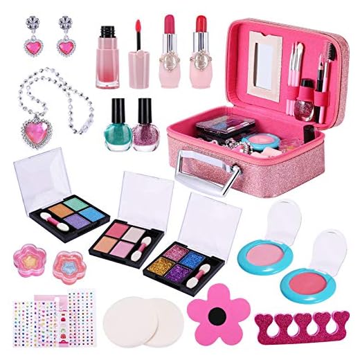 Kids Makeup Kit for Girls, 29pcs Real Kids Cosmetics Makeup Toys Princess Beauty Set with Cosmetic Bag Eyeshadow/Lip Gloss/Blush, Washable Play Makeup for Toddler Girls Christmas Birthday Party