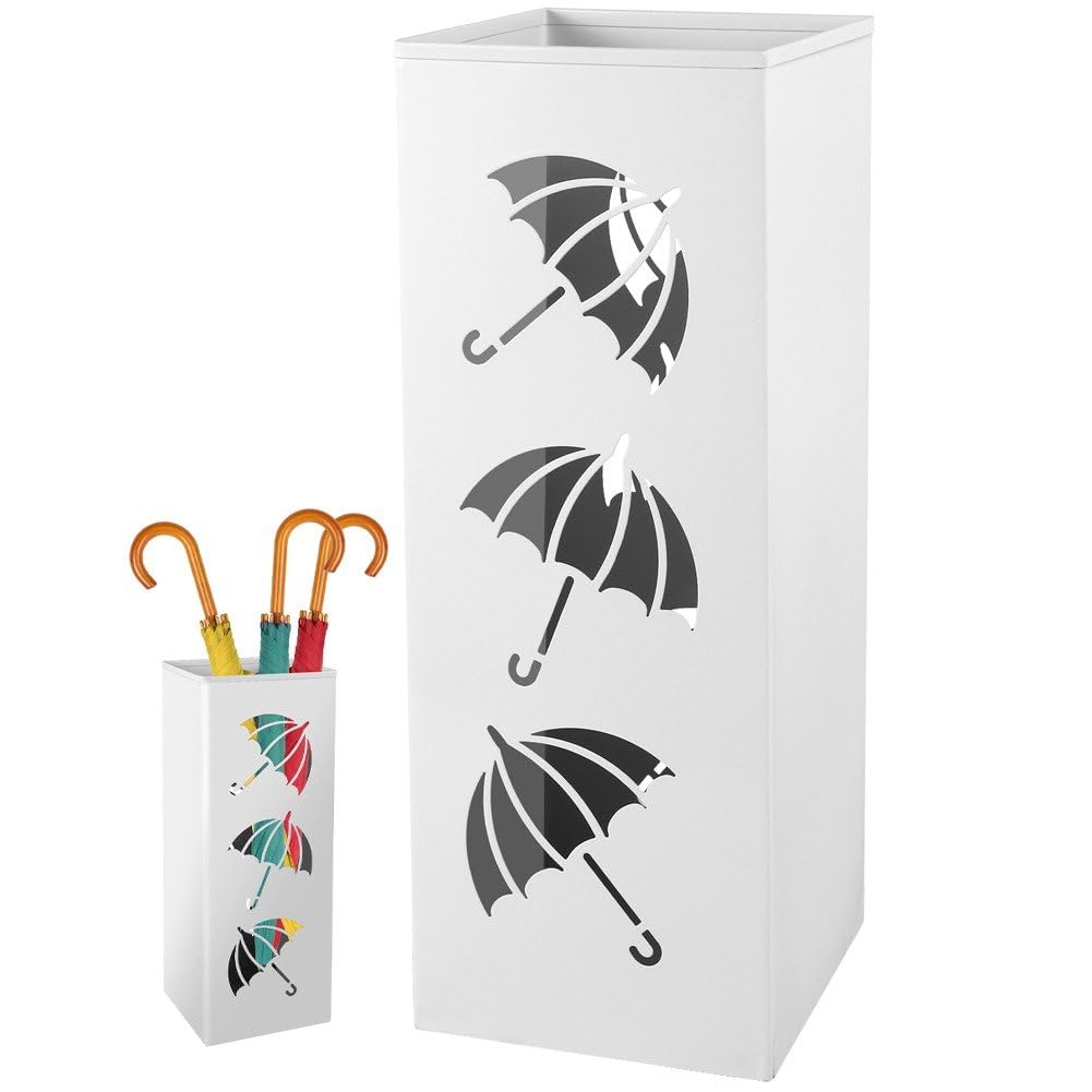 Organisateur de parapluie d'entrée en métal avec bac de rangement et support sur pied