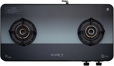 BLOWHOT Premium Design 2 Burner Manual Ignition Gas Stove Slimmest ISI certified, Toughened Glass Cooktop, Stainless Steel Frame, 5 Year Warranty on Burner, Gas stove Valve & Glass (Sapphire Dual) 5G