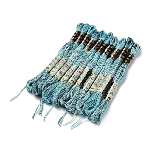 Image of FASHEWELRY 10 Skeins Embroidery Floss Thread 0.5mm Dyed Cross Stitch Floss 6-Ply Friendship Bracelet String for Jewelry Making Bracelets Sewing Knitting Stitching Craft DIY (Dark Turquoise)